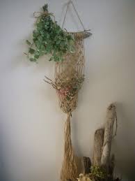 再販 流木タペストリープラントハンガー 麻ひもnatural インテリア プラントハンガー ドライフラワー ハンギングプラント
