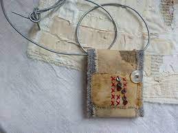Memory Mail Pouch Fiber Art Jewelry Textile Jewelry Fabric Jewelry