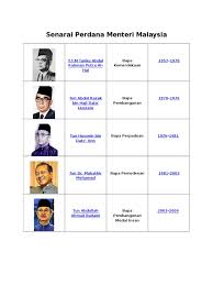 Senarai Perdana Menteri Malaysia 1 Hingga 6
