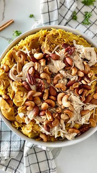 Step-by-step demonstration of flipping Maqluba pot onto a serving tray revealing layered rice and vegetables