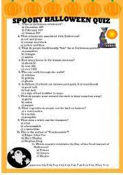 This is a huge 50 question halloween movie trivia game that you can print out or take. Spooky Halloween Quiz Esl Worksheet By Olga1977
