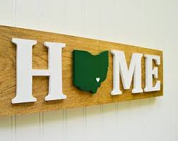 Ohio Bobcats State Heart Home Sign Handcrafted Wood With Official Team Colors Home Signs Handcrafted Wood Diy Quotes