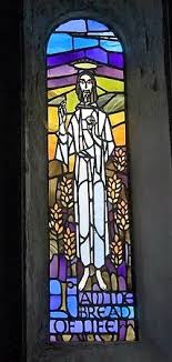 Margam Abbey Stained Glass Window. Frank Roper. 'I am the Bread of Life.'