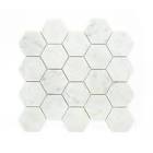 Bianco Carrara Hexagon Polished White 3-inch x 3-inch Marble Wall and Floor Mosaic Tile  Modamo