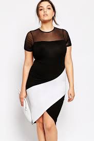 Black And White Color Block Dress Plus Size Big N Trendy Curve Body Conscious Asymmetric Color Block Plus Size Dress White Plus Size Dresses Plus Size Black Dresses Fashion