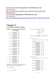 Solutions Manual For Trigonometry 10th Edition By Lial By