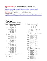 solutions manual for trigonometry 10th edition by lial by