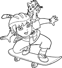 Awesome Go Diego Go And Lion Skate Coloring Page Coloring Pages Go Diego Go Diego