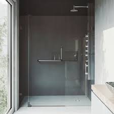 Pirouette 54 To 60 Inch X 72 Inch Frameless Pivot Shower Door In Antique Rubbed Bronze With Clear Glass And Handle Shower Doors Frameless Shower Doors Tub Shower Doors