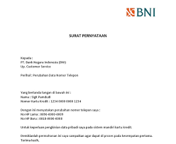 Kartu kredit biasanya menawarkan cicilan tanpa uang muka dengan presentase bunga yang rendah. Contoh Surat Pernyataan Perubahan Nomor Telepon Kartu Kredit Bni Gambaran