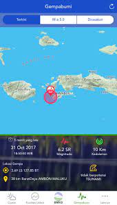Gempa cukup besar karena berkekuatan magnitudo 6,2. Bmkg On Twitter Gempa Mag 6 2 Sr 31 Oct 17 18 50 50 Wib Lok 3 69 Ls 127 85 Bt 38 Km Baratdaya Ambon Maluku Kedlmn 10 Km Bmkg