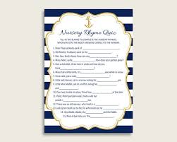 This baby shower game is a perfect cute little filler for . Anchor Nursery Rhyme Quiz Printable Blue Gold Nursery Rhyme Etsy