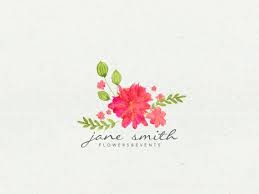 Premade Logo Watercolor Floral Caligraphy Logo Wreath Logo Dahlia Logo Flower Logo Watercolor Calligraphy Watercolor Boutique Logo