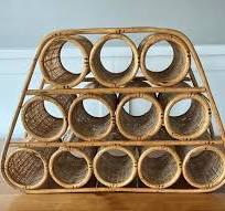 Vintage Wicker Bamboo 12-bottle Wine Rack: Boho Tiki Bar ...
