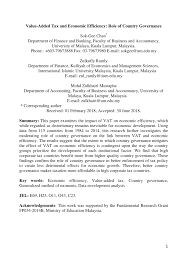 Pdf Value Added Tax And Economic Efficiency Role Of Country Governance
