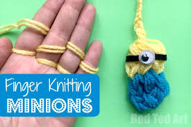 I used an original white string, to make the bracelet more better you can use colored wool. Finger Knitted Minion Red Ted Art Make Crafting With Kids Easy Fun