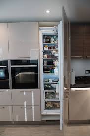 Laser Brilliant Cashmere Grey Acacia With A Quartz In Cambria Hampshire Work Top Appliances Are Fr Built In Fridge Freezer Integrated Fridge Kitchen Layout