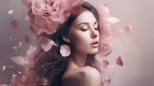 Promotion Mothers Woman Day Pink Flower Cloud Sky Background Template