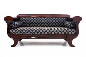German wooden biedermeier sofa with table and vase. Biedermeier Sofa Germany Around 1830