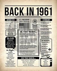 Back In 1961 Newspaper Poster Printable 1961 Printable Etsy Birthday Poster Birthday Printables Vintage Newspaper
