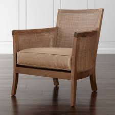 Blake Grey Wash Rattan Chair With Leather Cushion Crate And Barrel Rattan Chair Leather Chair Cushions Living Room Chairs