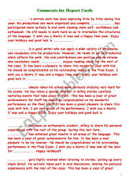 We did not find results for: Useful Comments For Report Cards End Of The Year Comments Esl Worksheet By Marisuar2007