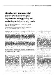 Pdf Visual Acuity Assessment Of Children With Neurological