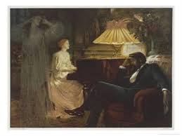 In A Reverie Induced By His Wife Playing The Piano He Hallucinates The Girl He Didn T Marry Giclee Print Frank Bernard Dicksee Art Com Posters Art Prints Lovers Art Giclee