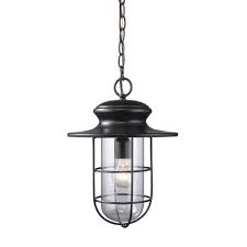 Portside 1 Light Matte Black Outdoor Hanging Pendant Outdoor Pendant Lighting Clear Glass Pendant Light Outdoor Hanging Lights