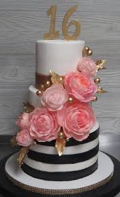 Black And Gold Birthday Cake Clipart Sweet 16 Cake Coral Black And Gold 16th Birthday Cake For Girls Birthday Cake Girls Sweet 16 Birthday Cake