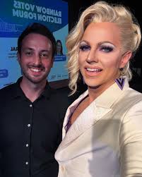 At the Rainbow Votes forum with the incredible, show-stopping, spectacular,  never the same @courtneyact 🌈