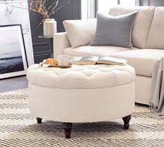 Lorraine Tufted Round Storage Ottoman Pottery Barn Round Storage Ottoman Storage Ottoman Ottoman Decor