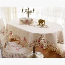 S V New Arrival European Style Ellipse Tablecloths Colour Embroidered Dining Table Cover Pink Flower Satin Cloth Ja Dining Table Cloth Table Cloth Fabric Decor