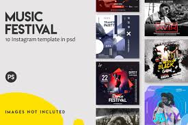 Today, social networks are an integral part of our lives. Music Festival Instagram Post Template Set In Social Media Templates On Yellow Images Creative Store