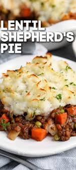 Tender Lentils Simmered In A Rich Savory Broth Topped With Creamy Mashed Potatoes Create In 2020 Vegetarian Main Dishes Meatless Main Dishes Vegetarian Recipes Dinner