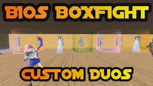 Mapa 2 en 1 de zone wars y box fights de duos, con armas y tormenta aleatoria. Bio Bios Boxfight Custom Duos