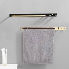 Barre Porte Serviette Noire Or En Cuivre L51cm Avec 2 Crochets Porte Serviette Serviettes Noires Serviettes
