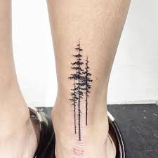 Tatouage Arbre Silhouette Pin Sylvestre Cheville Homme Small Tattoos For Guys Tattoos Simple Tree Tattoo