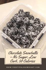 A tried and true sugar free low carb peanut butter cookies recipe. No Bake Healthy Chocolate Snowballs No Sugar Low Carb 50 Calories Each Snowballs Sugarfree Lo Healthy Chocolate Chocolate Snowballs Low Calorie Desserts