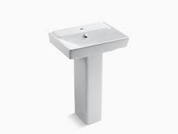Constructed of vitreous china, this contemporary pedestal sink. K 5152 1 Reve 23 Inch Sink Basin And Pedestal With Single Hole Kohler