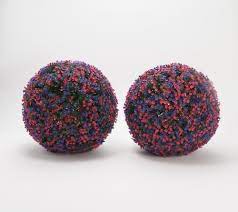 Set within a cylindrical clear glass vase, these artificial flowers are made in the usa from silk polyester and acrylic to mimic the look of peonies. Wicker Park Set Of 2 13 Faux Flower Indoor Outdoor Garden Spheres Qvc Com