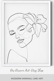 Female Face Art One Line Drawing Female Line Art Flower Etsy In 2020 Line Art Drawings Line Art Abstract Line Art