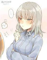見つめあうと素直におしゃべりできない系のエリカさんです イラスト 可愛い ガールズアンドパンツァー