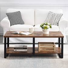 Elephance round coffee table with storage, 35.8 inch rustic wood coffee table with strong metal frame for living room, dining room, cocktail table, round sofa table (almond) 4.6 out of 5 stars. Buy Mhaosehu Industrial Coffee Table For Living Room Sturdy Wood And Metal Cocktail Table With Open Storage Shelf 47 Inch Rustic Brown Online In Taiwan B08f54xwmz