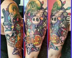 Nightmare Before Christmas Half Sleeve Tattoo Nightmare Before Christmas Tattoo Cute Tattoos Christmas Tattoo