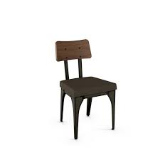 Amisco Industustries Symmetry Semi Transparent Metal Dark Grey Cushion Brown Wood Dining Chair