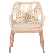 Set Of 2 Sand Rope Light Gray Fabric Stone Wash Mahogany 45 55 Polyester Linen Aluminum Remov Solid Wood Dining Chairs Furniture Dining Room Chairs