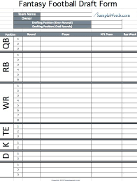 Printable Fantasy Football Draft Chart And Form Pdf Excel Nfl Fantasy Football Draft Fantasy Football League Fantasy Football Draft Party