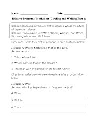 Circling And Writing Relative Pronouns Worksheet Relative Pronouns Pronoun Worksheets Pronoun