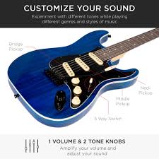 Buyers guide for best electric guitars for the money. Best Choice Products 39in Full Size Beginner Electric Guitar Kit With Case Strap Amp Whammy Bar Midnight Blue Walmart Com Walmart Com